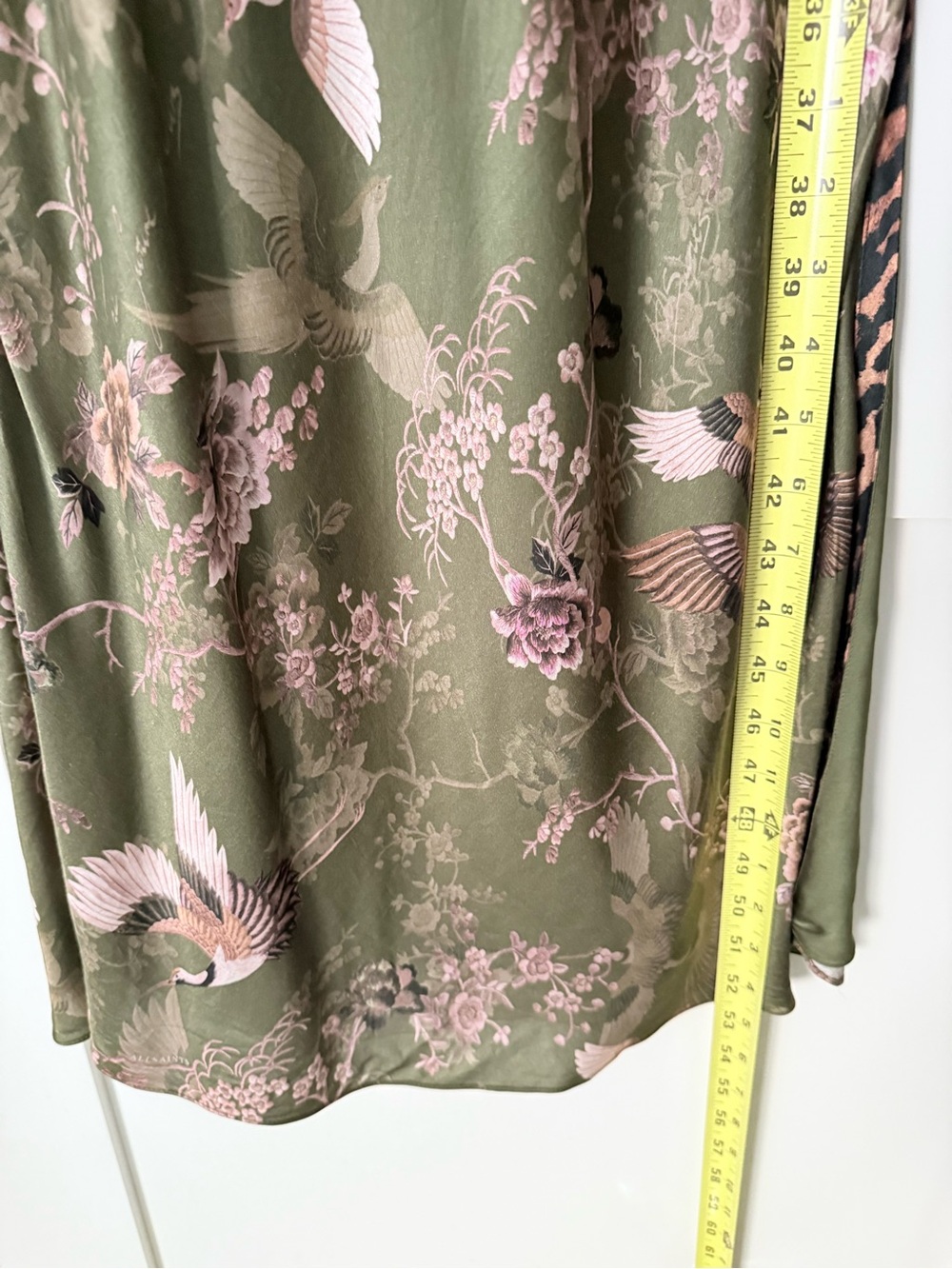 AllSaints Karla Peggy Olive Green Floral V-Neck Maxi Dress - Picture 6 of 7